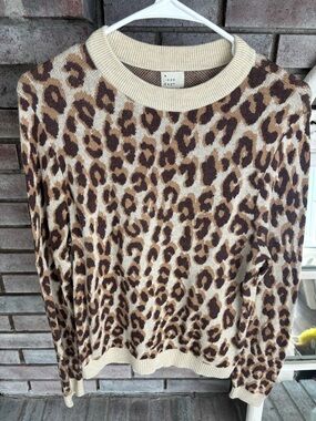 a new day Leopard Print Crewneck Sweater - Beige & Brown